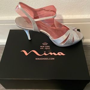 Strapped Sandals. Silver. Size 8